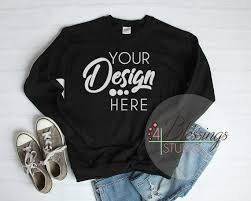 Download Free Black Sweat Shirt Mockup Unisex Gildan 18000 Black Flat Lay Psd High Quality Shirt Mockup Clothing Mockup Blank Sweatshirts