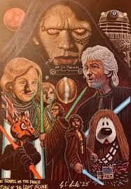 All done with my latest Goodies/Doctor Who/Star Wars image of 'Time Travel  vs The Force: Return of The Lost Scone.' Old Vader being revived from Skaro  from the help of the Doctor,