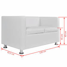 Misura per divano 2 posti: Divano A 2 Posti In Pelle Artificiale Bianco Corner Tools