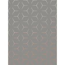 Black And White Geometric Wallpaper Uk This Metro Illusion Geometric Wallpaper In Charcoal And Copper Features Contemporary Metallic Elem Geometric Wallpaper Uk Hallway Wallpaper Geometric Wallpaper