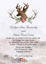 Winter Watercolor Deer Wedding Invitation Woodland Wedding Invitation Win Pinecone Wedding Invitations Christmas Wedding Invitations Deer Wedding Invitations