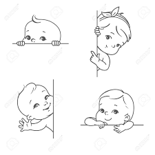 #paris draws #dragons #cute drawings #quickest drawing ive ever done #her name is summer and she's my child now #clumsy child tho #hence. Smiling Toddler For Logotype Template Outline Sketch Monochrome Royalty Free Cliparts Vectors And Stock Illustration Image 140827346