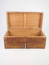 Mid 20th century chinese carved camphor wood chest or trunk. Carved Chinese Camphor Wood Chest