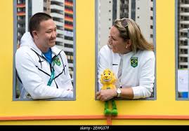 Rosane Sibele Budag Ewald and Felipe Wu photo shoot during a tour of the  village of athletes held in the Olympic village, in Rio de Janeiro, RJ.  Please Use Credit from Credit