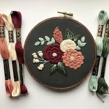 Magical Flower Bunch In The Dark Embroidery Hoop Mom Embroidery Embroidery Kits Beginner Embroidery Kit Embroidery Patterns