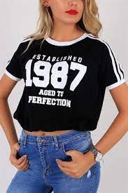 Yazi Detay Bayan Kisa Tisort 5517b Tisort Tulumlar Tisort Modelleri