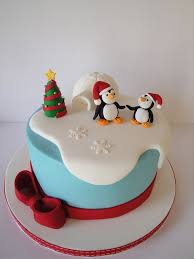 Little Penguins Christmas Cake Designs Christmas Cake Winter Cake