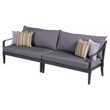 Rst Brands Astoria 2 Piece Patio Sofa With Charcoal Grey Cushions Op Alsof Ast Chr K The Home Depot Patio Sofa Commercial Patio Furniture Outdoor Living Decor