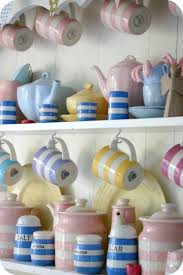 Today S Cornish Ware By T G Green Co Comes In Other Colors Than The Traditional Blue And Cream Stripe Cornishware Vintage Kitchen Pastel Kitchen