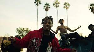 Juice wrld x vlone cosmic long sleeve Red Jacket Worn By Juice Wrld In His Black White Music Video Spotern
