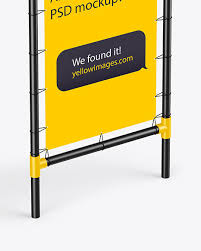 Download Plastic Stand W Matte Banner Mockup Half Side View In Outdoor Advertising Mockups On Yellow Images Object Mockups PSD Mockup Templates