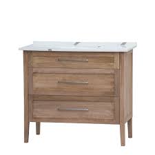 This bathroom sink boasts a matching framed large mirror, a clean white rectangular vanity top and basin to brighten any master bath. 42 Single Sink Vanity White With Distinctive Grey Veining Top With Mango Wood Light Finish