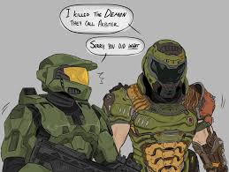 Doom Eternal Crossover Fan Art Doom Videogame Halo Funny Funny Gaming Memes