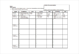 Food Record Chart Download For Microsoft Word Ryans