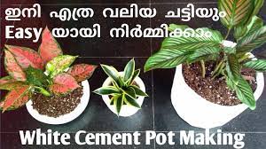 However, pots made from porous materials will have the soil drying out a bit quicker than those made of plastic, meaning you will have to water more frequently. White Cement Pot Making Malayalam White Cement Planter Cement Pot Making Flower Pot Making Youtube