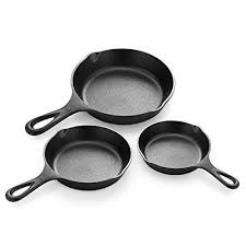 Simple Chef Cast Iron Skillet 3 Piece Set Best Heavy Duty Professional Restaurant Chef Quality Best Cast Iron Skillet Cast Iron Skillet Set Cast Iron Skillet