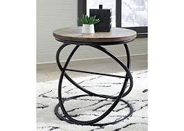 Amazon Com Ashley Furniture Signature Design Charliburi Contemporary Round End Table Brown Black Kit Glass Table Living Room End Tables Living Room Table