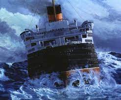 The Queen Mary In Turbulent Seas A Great Painting Ship Paintings Merchant Navy Maritime Painting