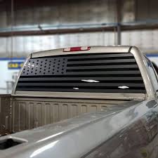 Black American Flag Rear Window Decal American Flag Decals For Truck Rear Windows Jeep Suv Car Accessories Xplore Offroad Custom Trucks Window Decals For Trucks Chevy Silverado Accessories