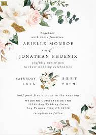 Blush Pink Gold And White Magnolia Floral Wedding Invitation Zazzle Com Floral Wedding Invitations Spring Wedding Invitations Beach Wedding Invitations