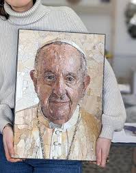 Mosaic of Pope Francis my girl made. : r/Christianity