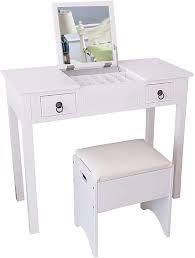 Vanity Set Flip Top Mirror Dressing Table Makeup Vanity Table Set Storage Stool With 3 Movable Orga In 2020 Vanity Table Set Dressing Table With Drawers Vanity Table