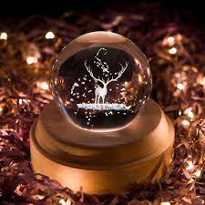 Crystal nature animals spiritual inspiration zodiac signs chinese horoscopes musical box accessories licensing home decor. Projection Led Light 3d Crystal Ball Music Box Luminous Rotating Musical Box Wood Base Best Gift For Birthday Christmas Elk Amazon Com