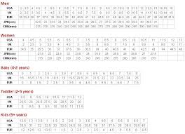 saucony shoes size chart