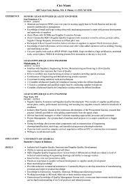 Lead Supplier Quality Engineer Resume Samples Velvet Jobs