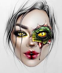 milk1422 👑 SNAKE 🐍✨#snake #facechartartist #lashes #eyebrows #luck  #nyxcosmetics #creative #mystic #facechart #creativemakeup #eye #love…