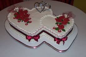 .shape heart shaped anniversary valentine's day cake recipe, fondant. Twin Heart Shaped Wedding Cake Adorned With Red Roses And Ribbons Bolo De Casamento Bolo Noivado Receitas Doces E Salgadas