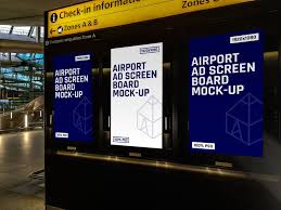 Airport Ad Screen Board Mock Ups Mockup Mocking Ads