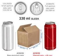 ACN33S-160 : Aluminium Can For Drinks 330 ml SLEEK, silver with CDL/B64/202 lid, without the foil - set of 160 pcs with lids (in the carton box)