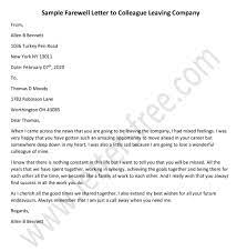 Farewell Letter To Colleague Leaving Company