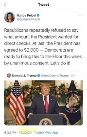Abigail Marone On Twitter Nancy Pelosi Is A Very Dishonest Person President Trump Was Calling For A Stand Alone Bill With At Least 1200 Stimulus Checks Over 2 Months Ago But