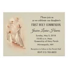 Girl S Catholic First Holy Communion Invitations Zazzle Com Holy Communion Invitations First Holy Communion Communion Invitations