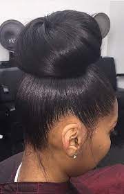Pin By Fatima Franco Brito On Hair For It Black Hair Updo Hairstyles Black Hair Bun Relaxed Hair