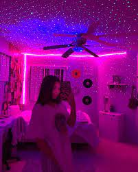 The type of light will make a big difference to the aesthetic effect they create: Hailey 3 Haileymariemcnabb Instagram Photos And Videos Neon Bedroom Neon Room Aesthetic Bedroom
