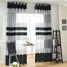 Elegant Black White Polyester Cloth Modern Simple Striped Bedroom Sheer Window Curtains Fo Curtains Living Room White Curtains Bedroom Modern Living Room Black