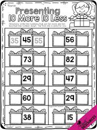 10 More And 10 Less From Christmas On The Go No Prep Printables By Tweet Resources Perfect Fo Christmas Math Worksheets First Grade Math First Grade Classroom