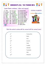Ordinal numbers from 1st to 31st. Ordinal Numbers Online Worksheet For Grade 5
