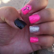 Pink Black And Glitter Nails I D Rather The Cross Be Completely Done With Jewels Cross Nails Nails Nail Designs