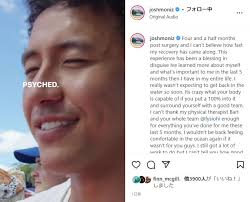 首を骨折していたジョシュア・モニーツがSNSでサーフィン復帰を報告