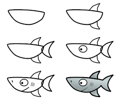 Drawing A Cartoon Shark Aprender A Dibujar Animales Dibujos Faciles De Hacer Como Dibujar Animales Faciles