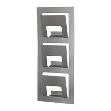Mid Century Modern Style Steel Metal Wall Mount Mounted Magazine Rack Holder Silver Home Accessories Magazine Wall Wall Racks