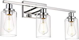 Amazon bathroom vanity lights chrome. Amazon Com Melucee Modern Bathroom Lighting Fixtures Chrome Finish 3 Light Vanity Lights Contemporary Style Wall Sconce With Clear Glass Shade For Hallway Entryway Kitchen Bedroom Home Improvement