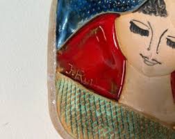 Vintage Modernist Art Ceramic Plaque by Ruth Faktor