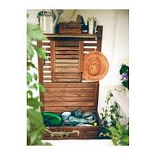 Applaro Bench W Wall Panel Shelf Outdoor Brown Stained Ikea Wall Paneling Ikea Applaro Ikea