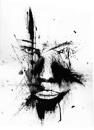 I came up with this abstract skull design for a facepaint.com black and white competition. Face Painting Aquarell Black White Abstract Portrait Painting Illustration Sketches Portrait Painting