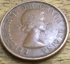 1955 1 Cent Elizabeth Ii Canada Error Coin No Strap Rare